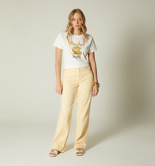HIGH WAIST STRAIGHT LEG JEANS FIVE POCKETS