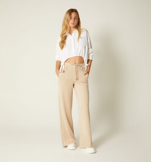 Wide Leg Pants with Double Waistband