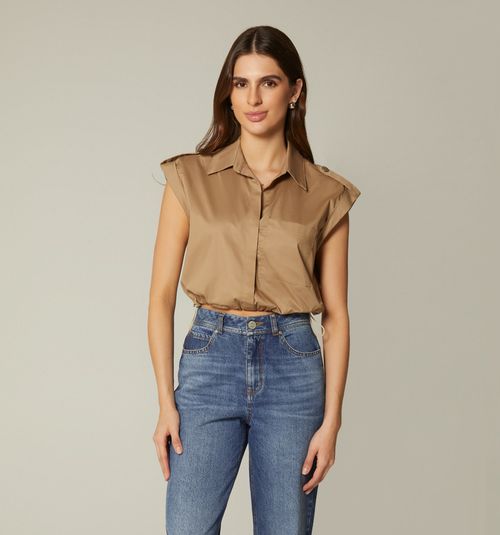 SLEEVELESS SHIRT WITH ELASTIC
