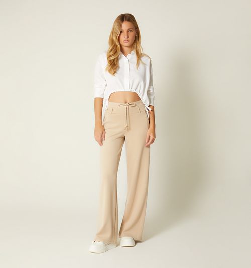 SHORT SLEEVE BLOUSE WITH WAIST DRAWSTRING