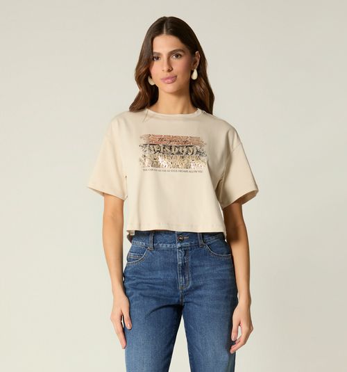 SHORT SLEEVE T-SHIRT EMBOSSED PRINT