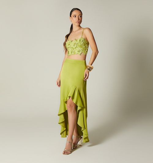 CROP BLOUSE WITH FLOWER APPLIQUES