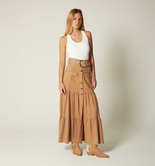 LONG SKIRT WITH BELT COLOR FOR WOMEN