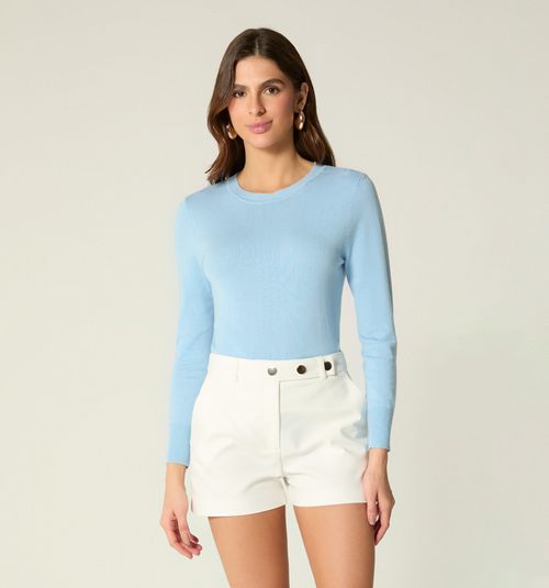 HIGH-WAIST SHORTS WITH SNAP WAISTBAND