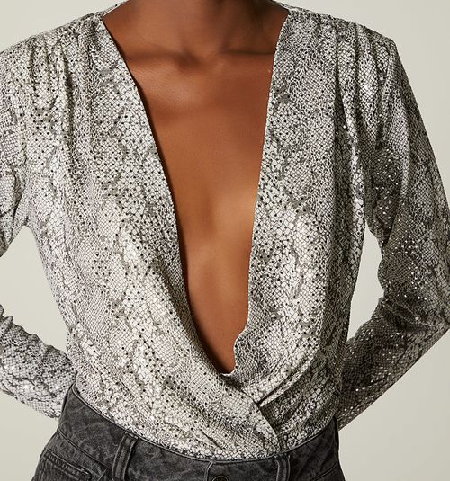 LONG SLEEVE PYTHON PRINT BODYSUIT