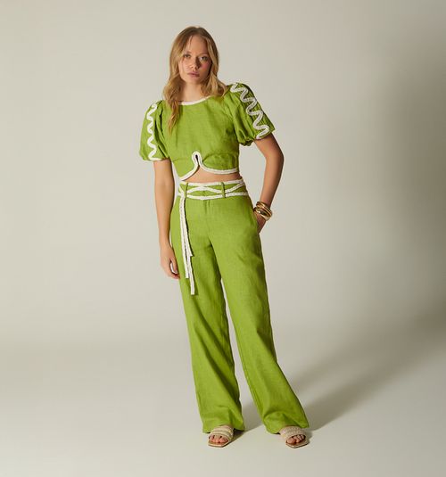 SHORT SLEEVE TIE BACK BLOUSE