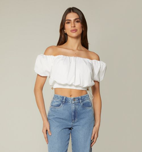 GLOBE OFF-SHOULDER SHORT SLEEVE BLOUSE