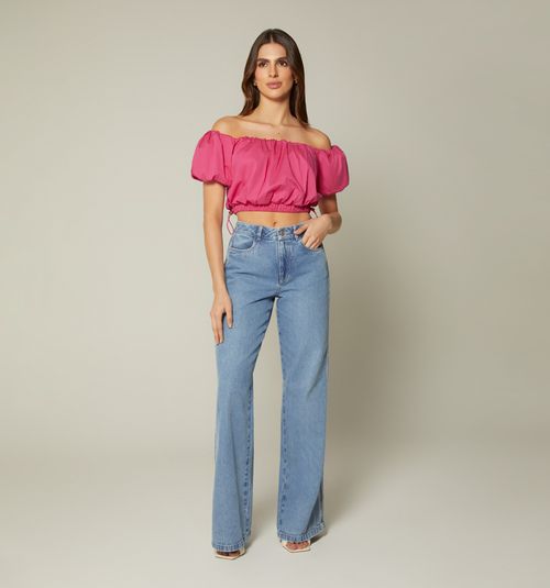 GLOBE OFF-SHOULDER SHORT SLEEVE BLOUSE