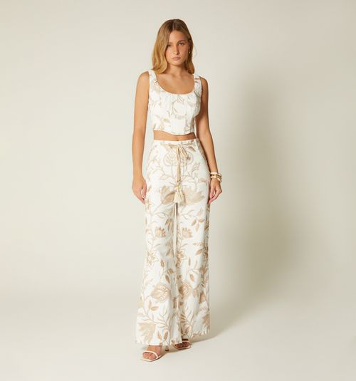 JACQUARD STRAPLESS BLOUSE WITH CORD
