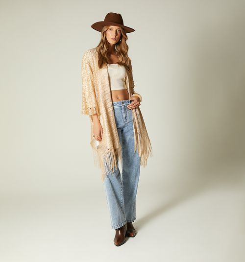 METALLIC LOOSE-KNIT PONCHO