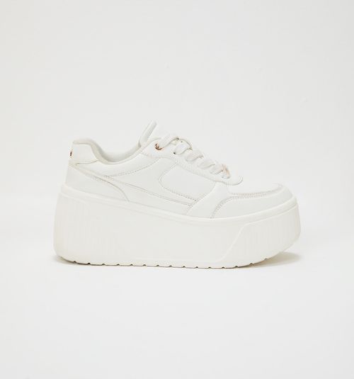 WHITE PLATFORM SNEAKER WITH TONE CUTS