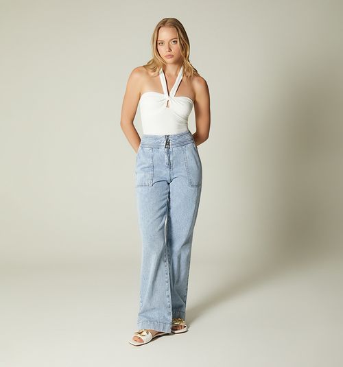 HIGH WAIST STRAIGHT LEG JEANS WITH ZIPPER