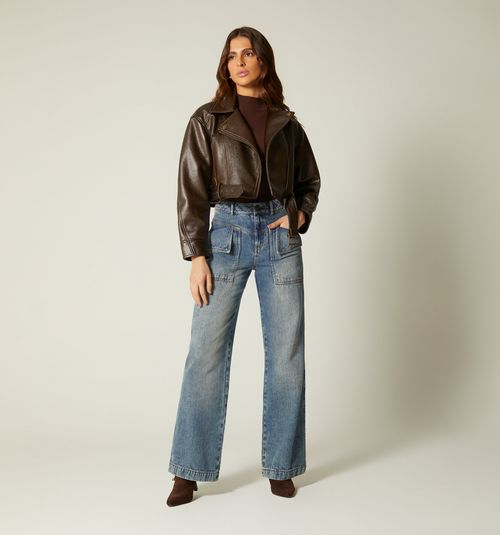 HIGH WAIST STRAIGHT LEG JEAN WITH FLAP POCKETS