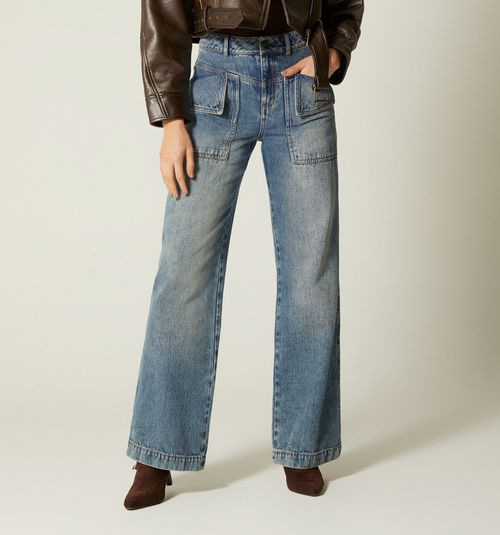 HIGH WAIST STRAIGHT LEG JEAN WITH FLAP POCKETS