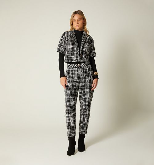 SHORT SLEEVE BLAZER-TYPE BLOUSE