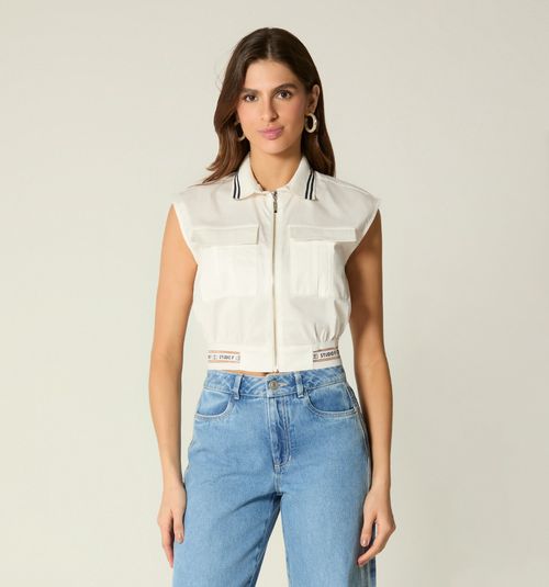 SLEEVELESS BLOUSE WITH ELASTIC WAIST