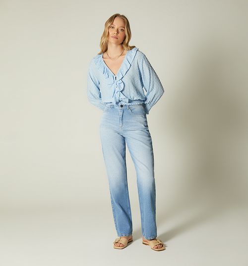 Three-quarter sleeve blouse with sash