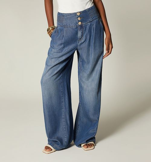 HIGH-WAISTED PALAZZO JEANS WITH WAISTBAND
