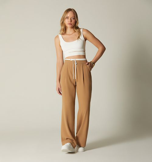 PALAZZO PANTS WITH DOUBLE COMBINED WAISTBAND