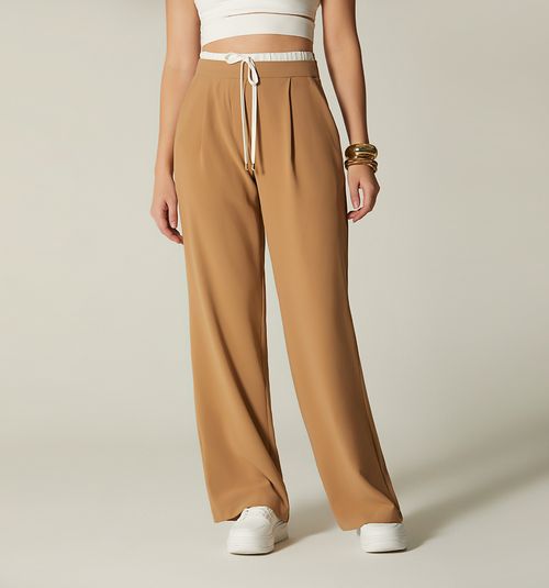 PALAZZO PANTS WITH DOUBLE COMBINED WAISTBAND