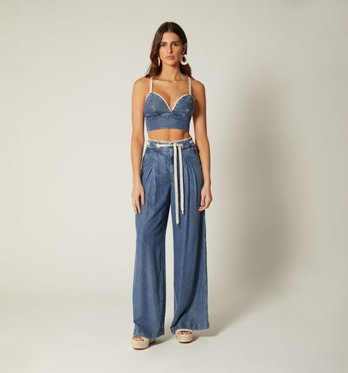WOMEN'S STRAP BLOUSE WITH EYELET CORD