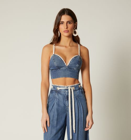 WOMEN'S STRAP BLOUSE WITH EYELET CORD