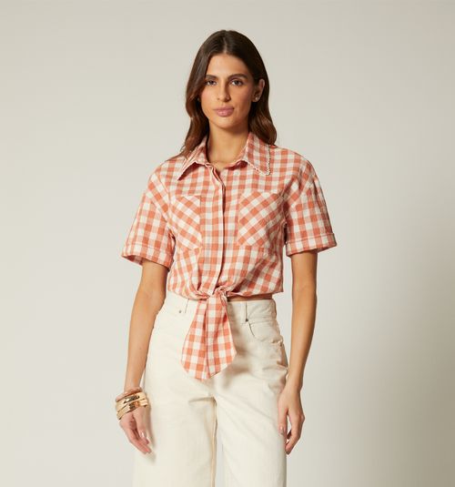 SHORT SLEEVE BLOUSE WITH KNOT