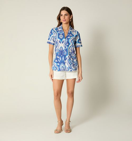 SHORT SLEEVE BLOUSE WITH BELT