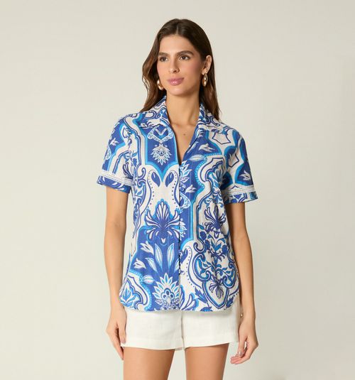 SHORT SLEEVE BLOUSE WITH BELT