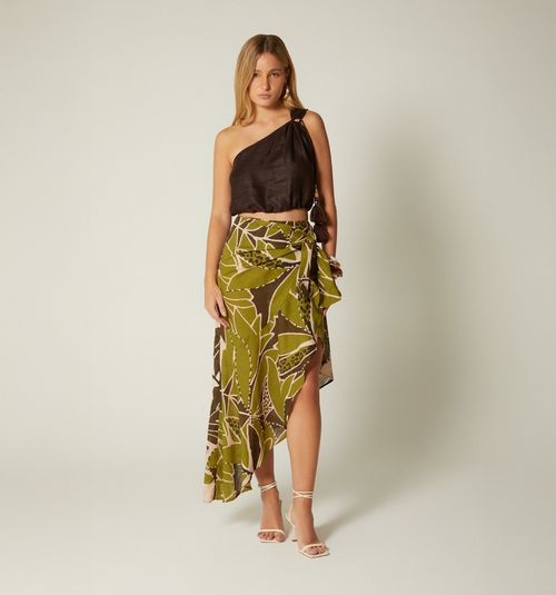 WRAP SKIRT WITH RUFFLE AND TIE