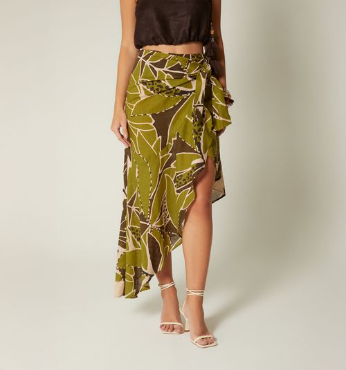 WRAP SKIRT WITH RUFFLE AND TIE