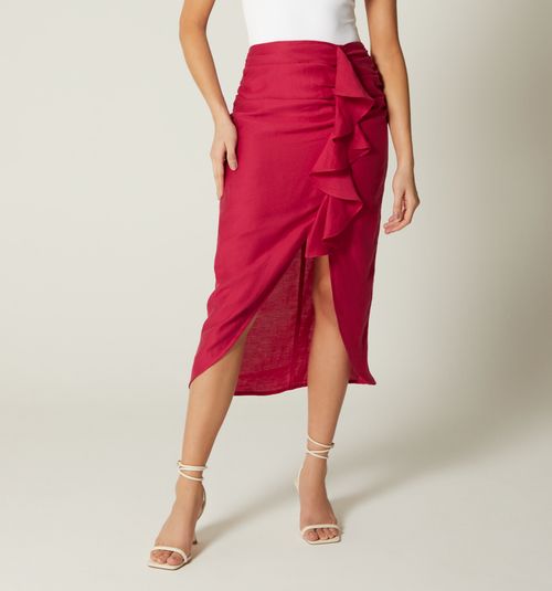 MIDI SKIRT WITH GATHERING