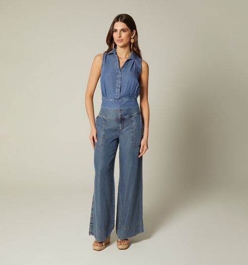 SLEEVELESS BLOUSE WITH WAISTBAND