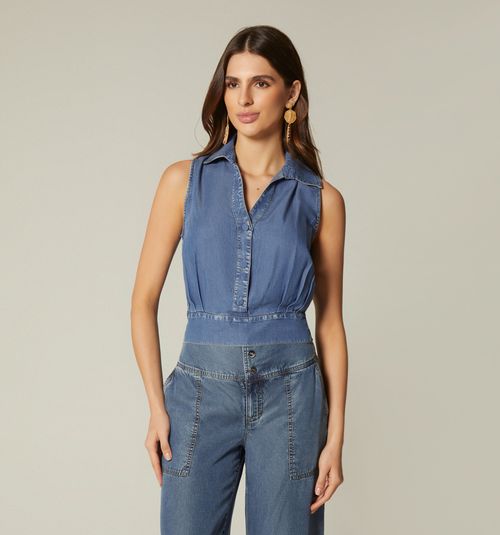 SLEEVELESS BLOUSE WITH WAISTBAND