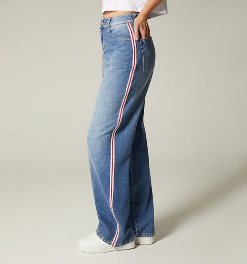 Straight Leg High Waist Sport Tape Jeans