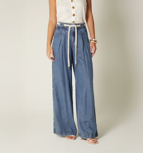 HIGH WAIST PALAZZO JEANS EYELETS CORD P