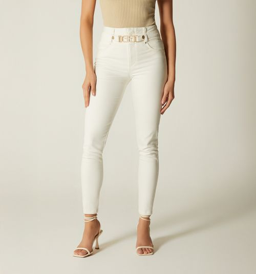 FIVE-POCKET LEATHER EFFECT JEANS