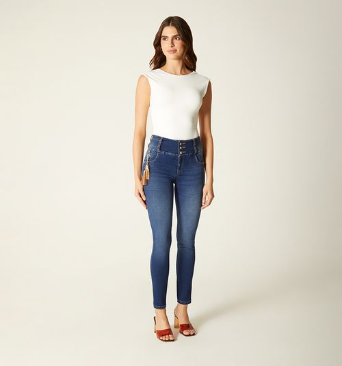 STRAIGHT LEG MID-RISE JEAN WITH TAPE