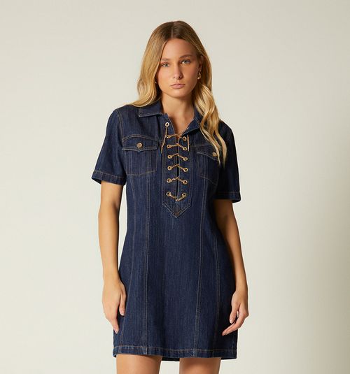 SHORT DRESS WITH SHORT SLEEVES AND EYELETS