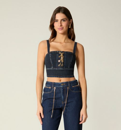 CROP HALTER BLOUSE WITH EYELETS