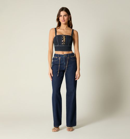 CROP HALTER BLOUSE WITH EYELETS