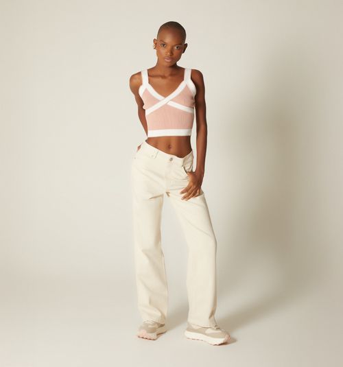 BICOLOR SHORT STRAP BLOUSE