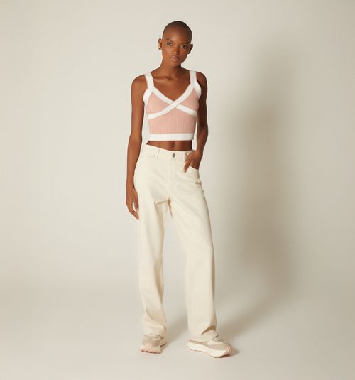 BICOLOR SHORT STRAP BLOUSE