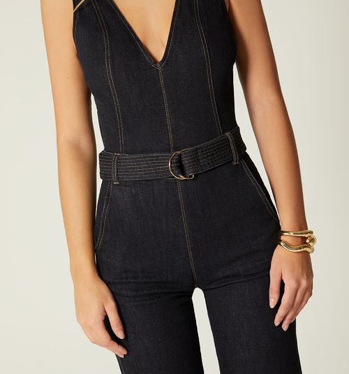 SLEEVELESS JUMPSUIT WITH STRAIGHT LEG AND BELT
