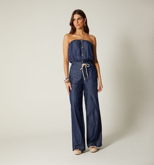 LONG STRAPLESS PALAZZO JUMPSUIT