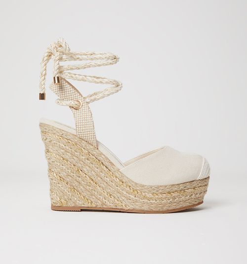 JUTE PLATFORM SANDAL WITH LUREX AND CAP