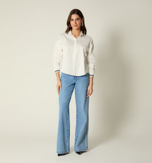 LONG SLEEVE BLOUSE WITH RIBBED CUFFS