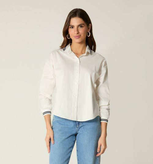 LONG SLEEVE BLOUSE WITH RIBBED CUFFS
