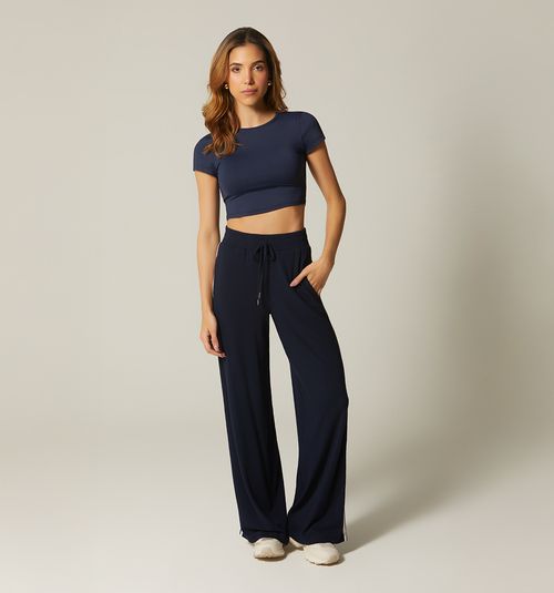 Crop Blouse Short Sleeve Back Neckline