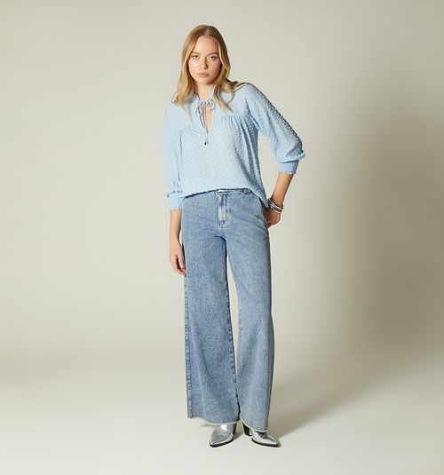 Rouched Three-Quarter Sleeve Blouse